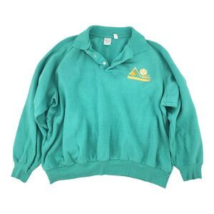 Vintage 1989 Special Olympics Michigan Collared Mascot Sweatshirt XXL Teal Green
